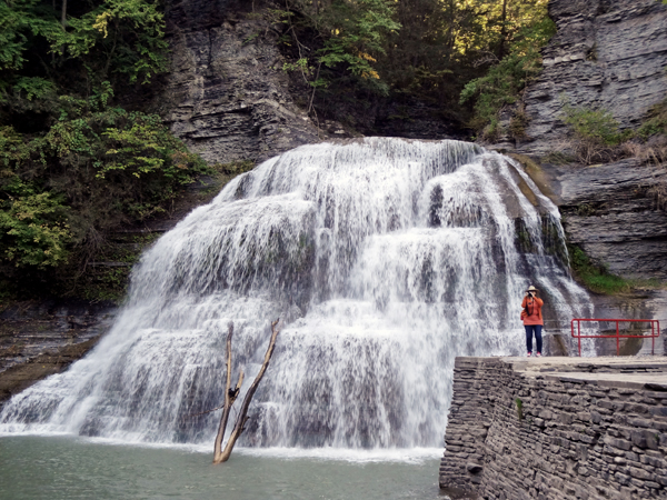 Karen Duquette At Robert Treman State Park Lower Falls